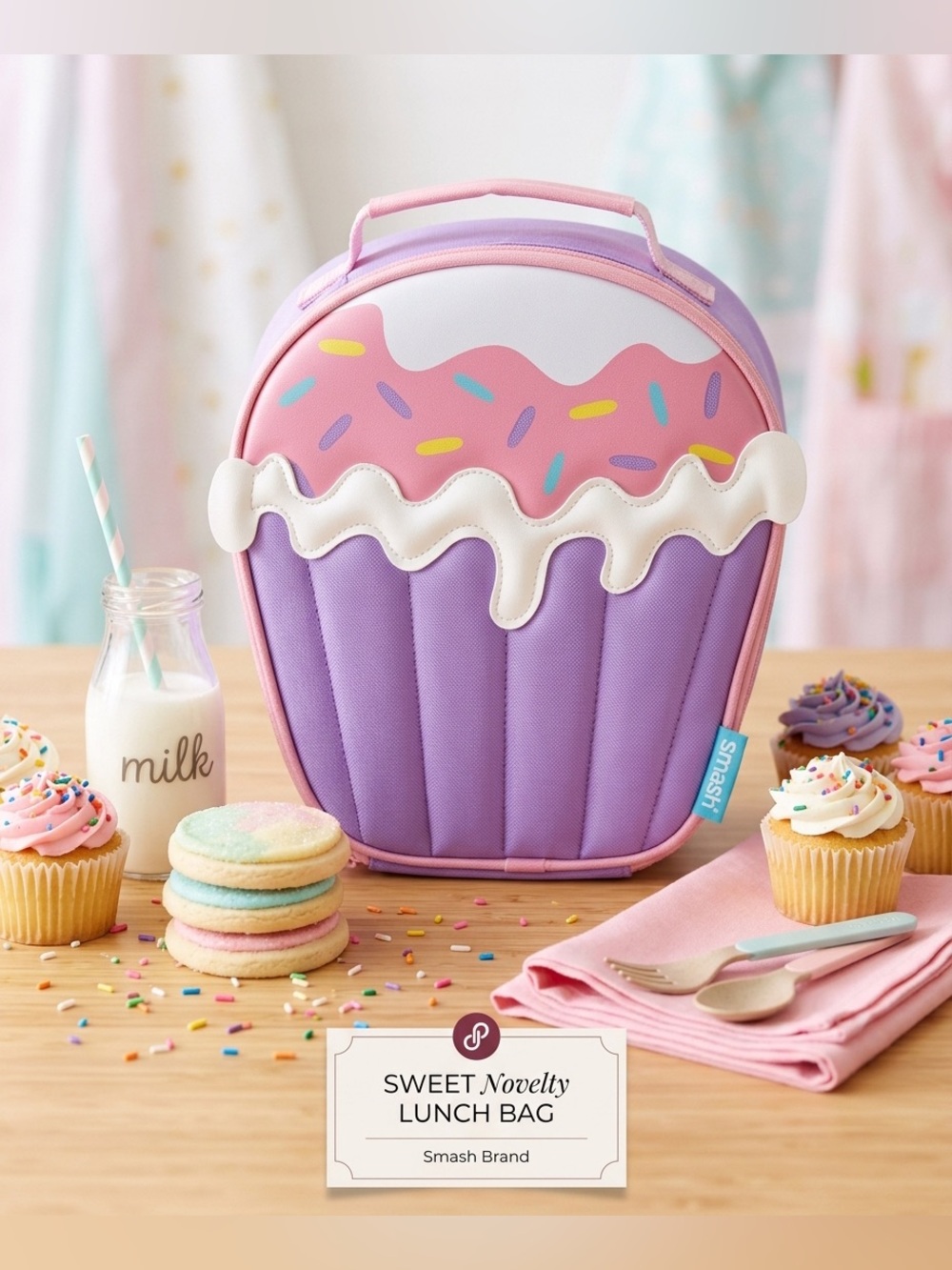 Smash Cupcake Insulated Lunch Box Bag Purple Pink Sprinkles NWT